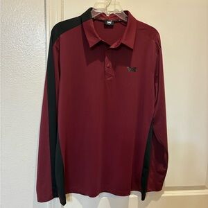 PXG Men's Long Sleeve Shoulder Panel Polo in burgundy with black Golf Shirt XL